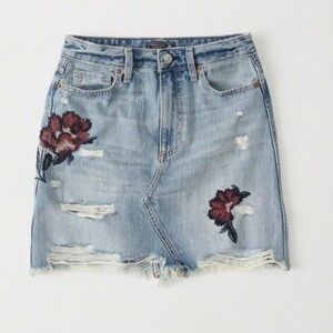 Abercrombie and Fitch Denim Embroidered Skirt